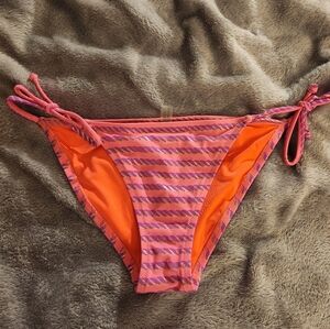 Victoria's Secret Strappy Cheeky Bikini Bottoms Orange Pink Gold Size Small